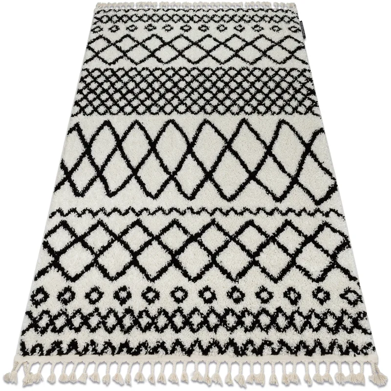 Χαλιά Rugsx Χαλί BERBER SAFI N9040 λευκό / μαύρο 80x150 cm
