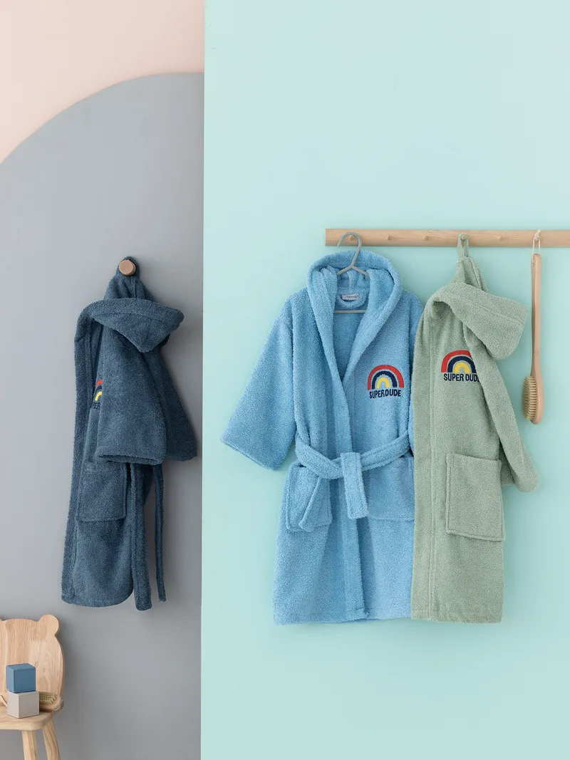 Μπουρνούζι Με Κουκούλα Kids Bath Super Dude Ciel 6-8