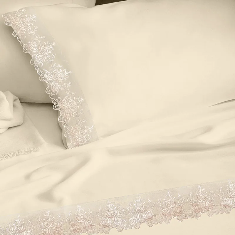 Σεντόνια Υπέρδιπλα Σετ Makis Tselios Lace Ecru 240x260