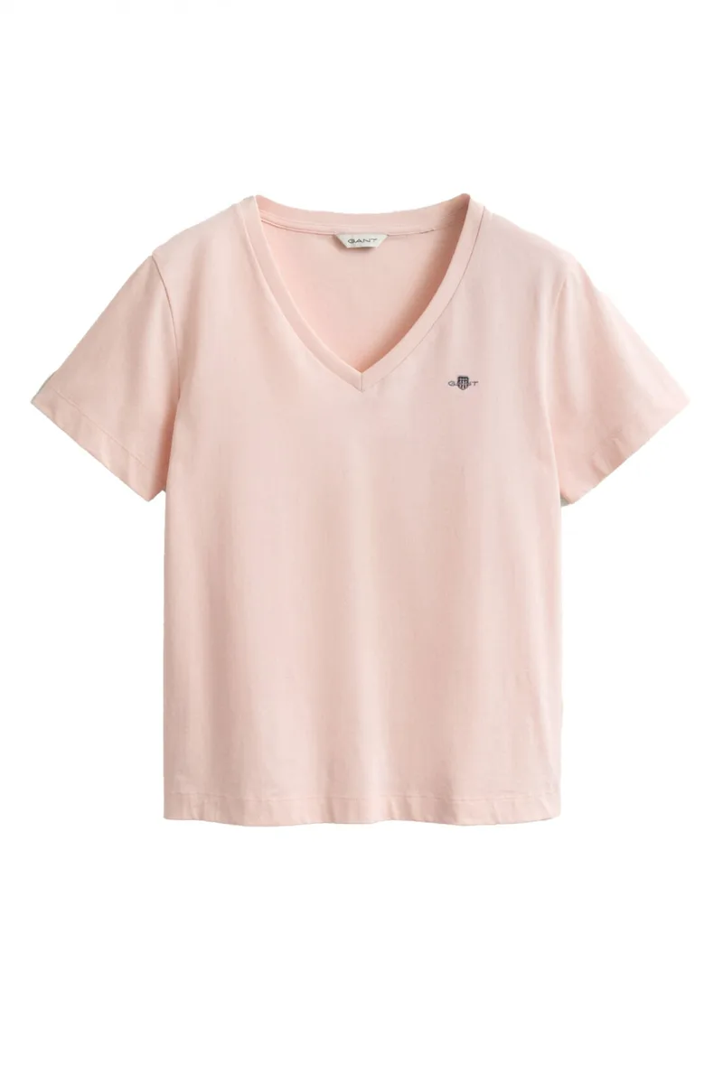 GANT ΜΠΛΟΥΖΑ ΚΜ 647 PALE ROSE SHIELD SS V-NECK T-SHIRT ΡΟΖ