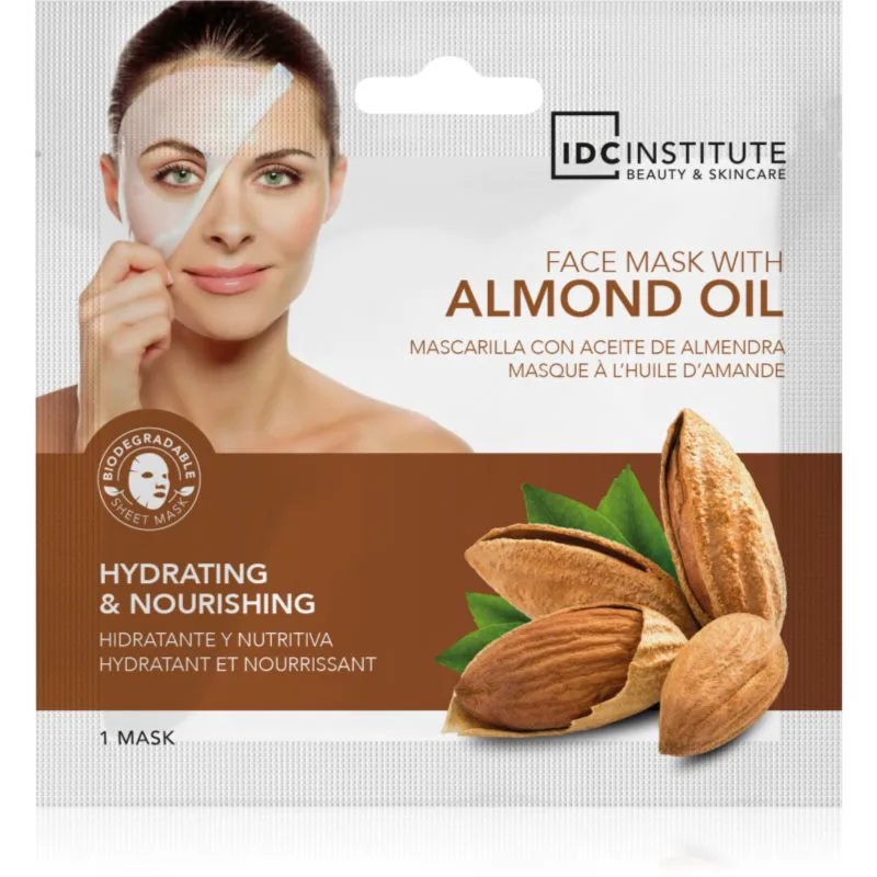 IDC Institute Almond Oil Υφασμάτινη μάσκα προσώπου μίας χρήσης 1 τμχ
