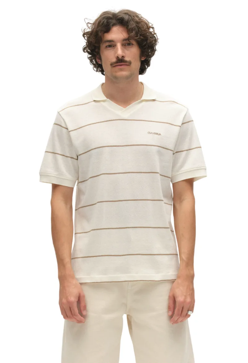 ΑΝΔΡΙΚΗ POLO ΜΠΛΟΥΖΑ GABBA ISOLA STRIPES ARMOR ΡΙΓΕ ΚΟΝΤΟΜΑΝΙΚΗ ΛΕΥΚΟ/ΚΑΦΕ