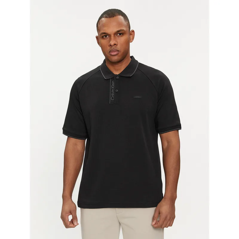 Calvin Klein Polo Logo Tape K10K112463 Μαύρο Regular Fit