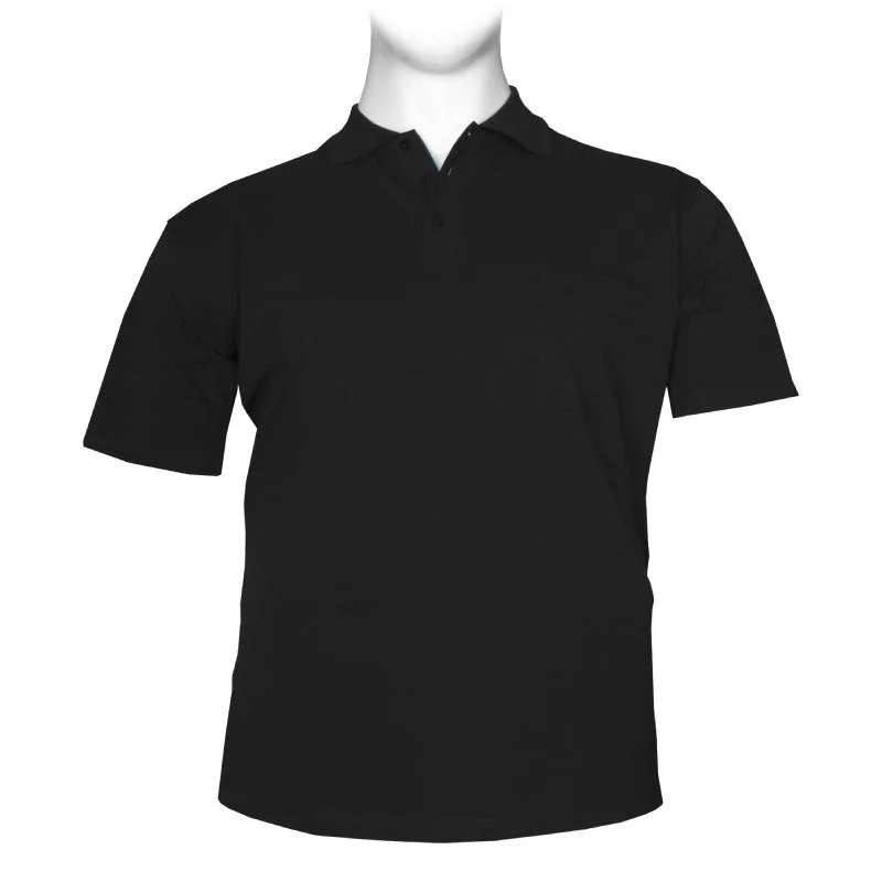 Βαμβακερό πικέ μπλουζάκι "Polo Plain"της Leo Collection,μονόχρωμο με τσέπη - Black