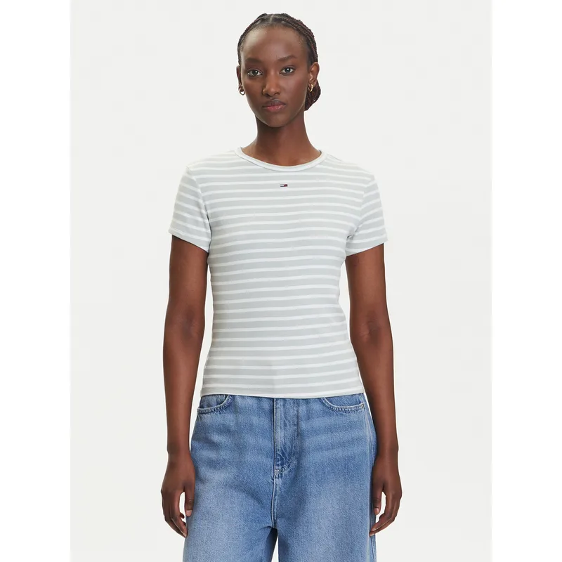 Tommy Jeans T-Shirt Essential DW0DW17383 Πράσινο Slim Fit