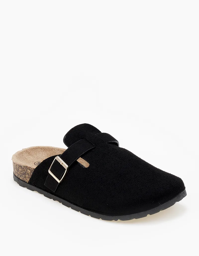 Γυναικεία σαμπό flatform με suede υφή - Μαύρο