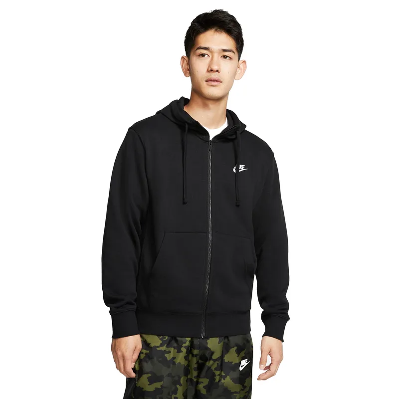 NIKE SPORTSWEAR CLUB FULL-ZIP HOODIE ΜΑΥΡΟ