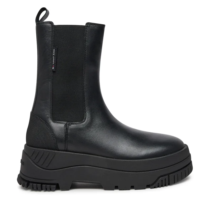 Μποτάκια με λάστιχο Tommy Jeans Tjw Chelsea Flatform Boot EN0EN02597 Μαύρο