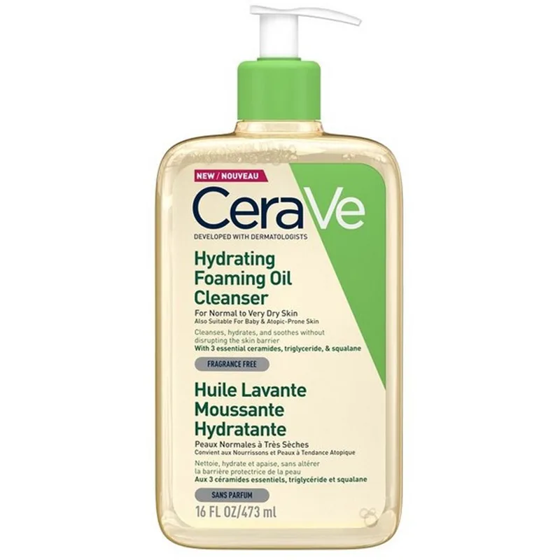 CeraVe Hydrating for Normal to Very Dry Skin Foaming Cleanser Oil Λάδι Καθαρισμού Προσώπου & Σώματος για Κανονικό Εώς Ξηρό Δέρμα με Αντλία 473ml