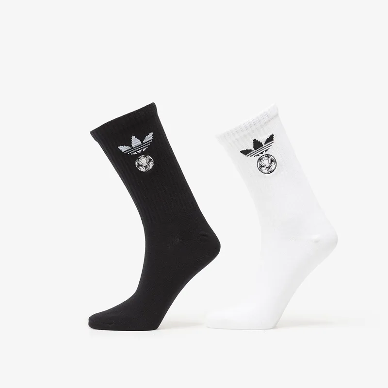 adidas Football Embroidered Crew Socks 2 Pairs White/ Black S