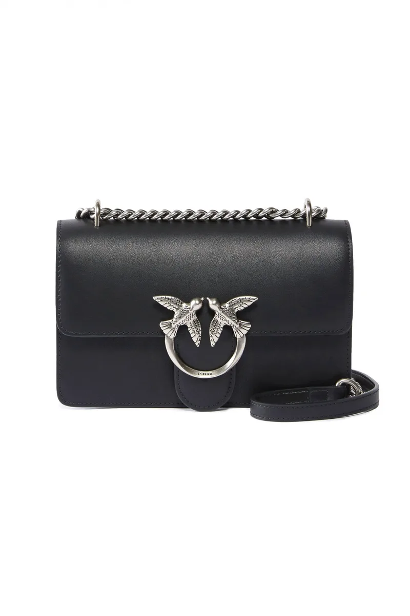 PINKO ΤΣΑΝΤΑ LOVE ONE MINI DC VITELLO SETA ΜΑΥΡΟ
