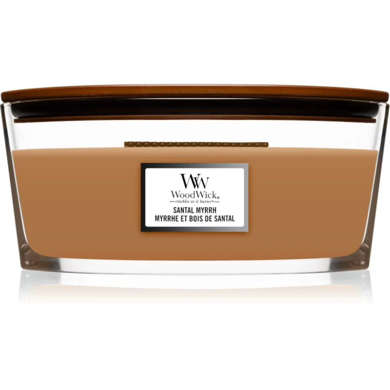 Woodwick Santal Myrrh αρωματικό κερί με ξύλινο φιτίλι (hearthwick) 453,6 γρ