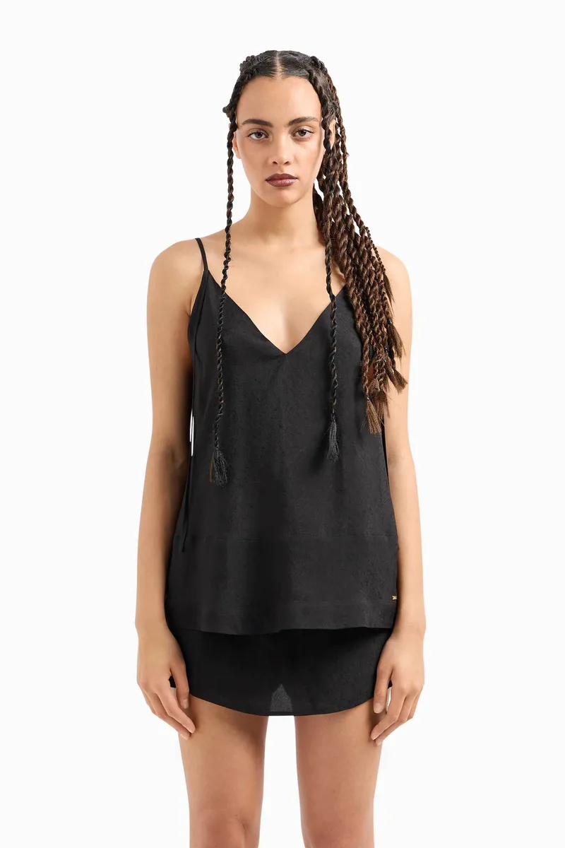 Armani Exchange γυναικείo τοπ με λεπτά τιραντάκια - 3DYH45YN9RZ Μαύρο