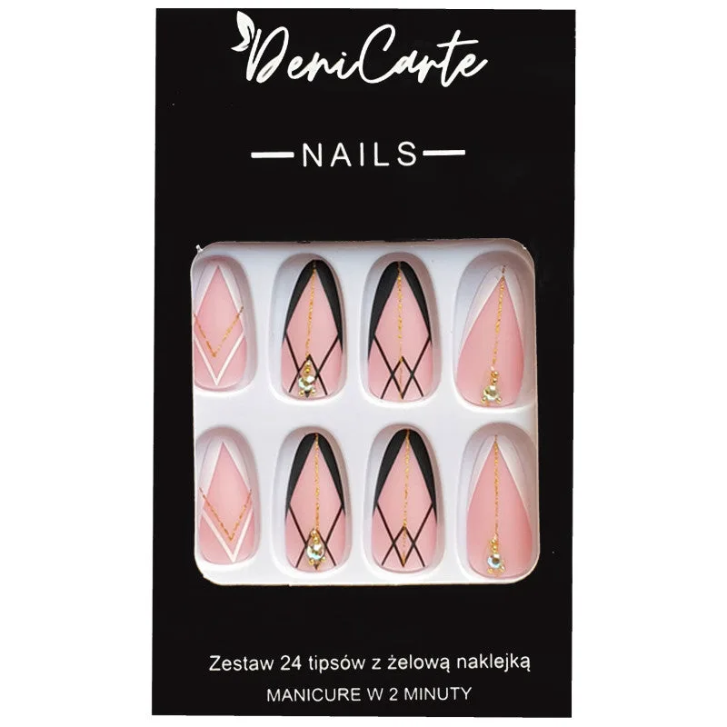 Deni Carte Tipsy False Nails Set of 24 Pieces French Geometric Style