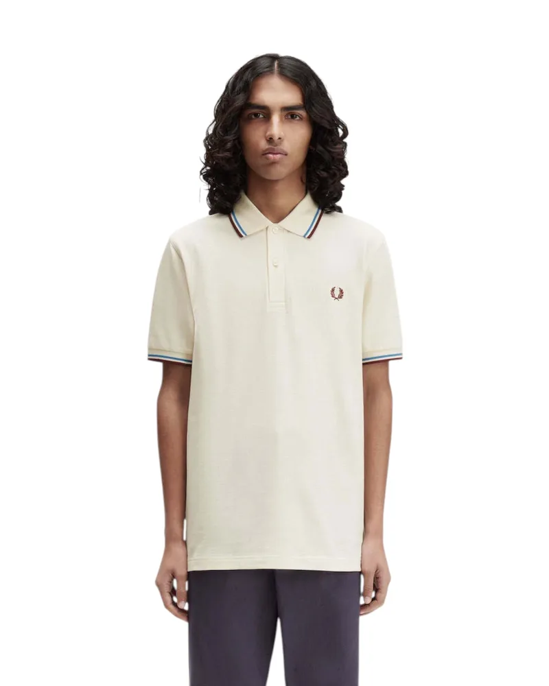 Fred Perry Ανδρική Μπλούζα Twin Tipped Polo M3600-Z46 Εκρού