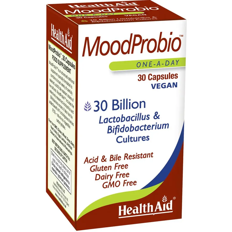 Health Aid MoodProbio Συμπλήρωμα Διατροφής Προβιοτικών για την Υποστήριξη της Ψυχικής Υγείας & της Διάθεσης Μέσω της Ισορροπίας των Βακτηρίων του Εντέρου 30caps