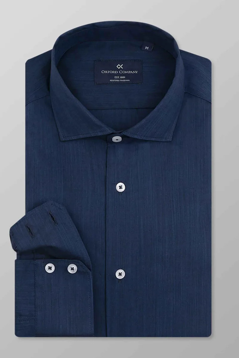 Oxford Company ανδρικό πουκάμισο Slim Fit - F110-RL21.10 Μπλε Σκούρο