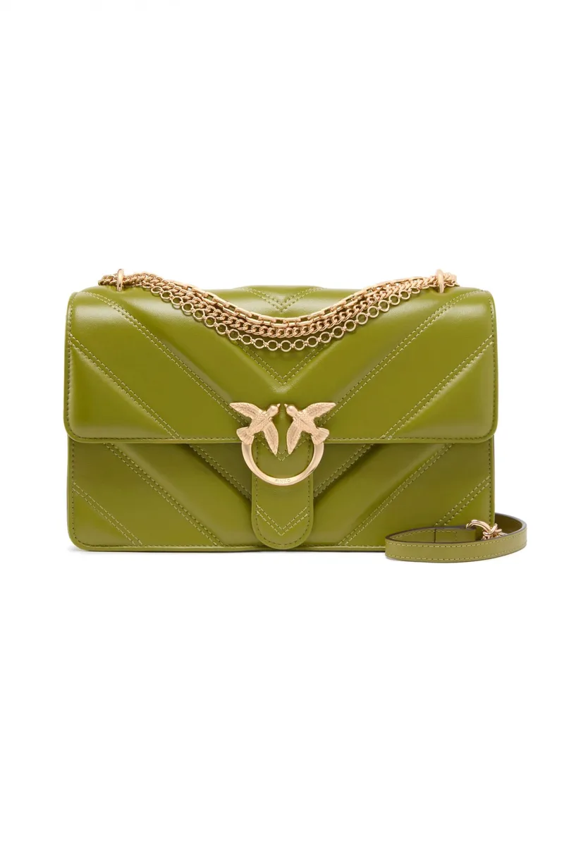 PINKO ΤΣΑΝΤΑ LOVE ONE CLASSIC TRIPLA CATENA ΠΡΑΣΙΝΗ