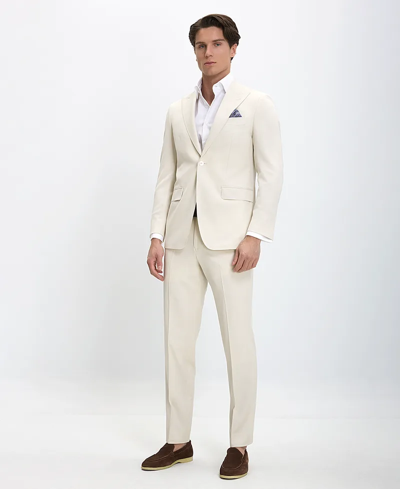 HD x Vardas Ανδρικό Κοστούμι Slim Fit σε Εκρού