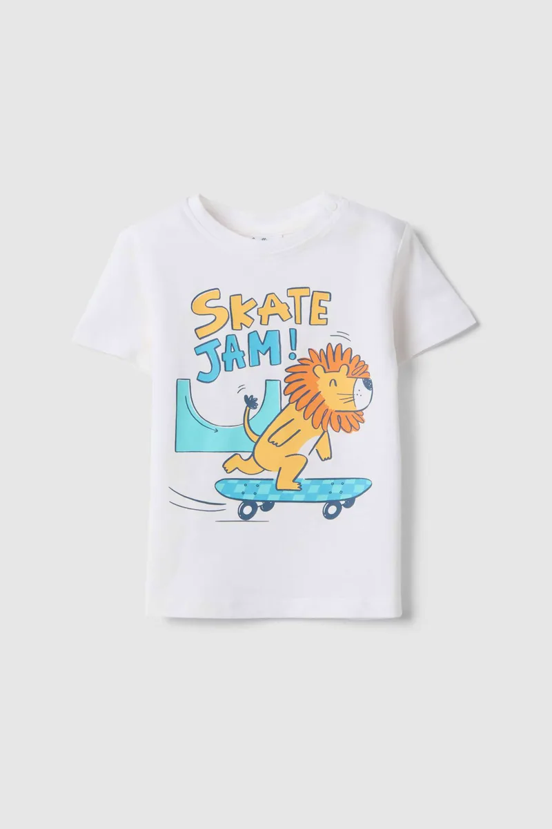 OVS βρεφικό T-shirt με print Regular Fit - 002564465 Λευκό