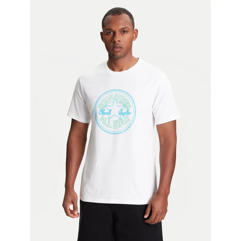 Converse T-Shirt Neon Sign All Star Patch 10027722-A02 Λευκό Regular Fit