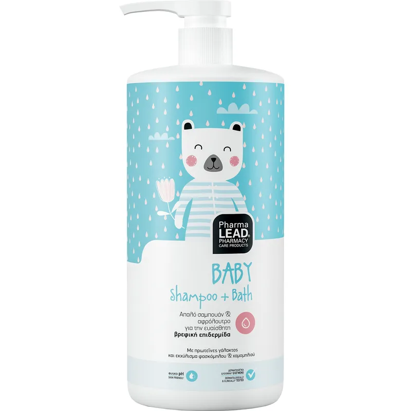Pharmalead Baby Shampoo & Bath Βρεφικό Σαμπουάν - Αφρόλουτρο με Πρωτεΐνες Γάλακτος & Εκχύλισμα Φασκόμηλου & Χαμομηλιού 1Lt