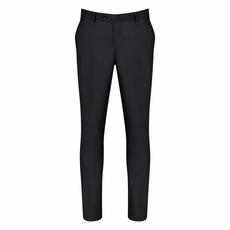 Prince Oliver Παντελόνι Υφασμάτινο Μαύρο 100% Wool Touch (Modern Fit)
