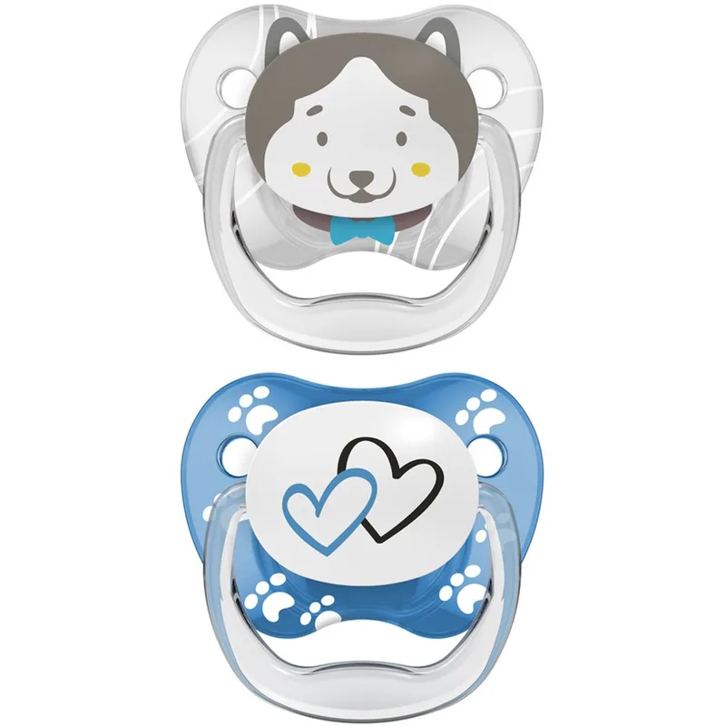 Dr. Brown’s PreVent Orthodontic Silicone Soother Ορθοδοντική Πιπίλα Σιλικόνης 6-18m 2 Τεμάχια, Κωδ. PV22015-SPX - Γκρι / Μπλε