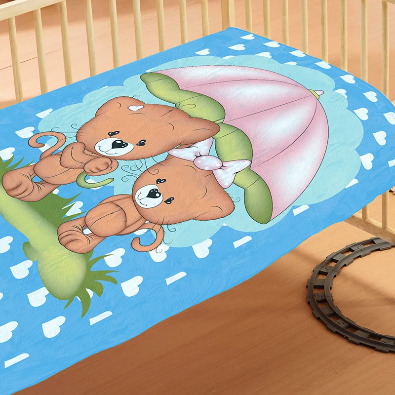 Κουβέρτα Βελουτέ Κούνιας 110X140 Dimcol Rainy Bears 05 (110x140)