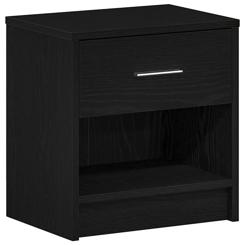 vidaXL Κομοδίνο με Συρτάρι Μαύρο 39 x 28 x 41 εκ.