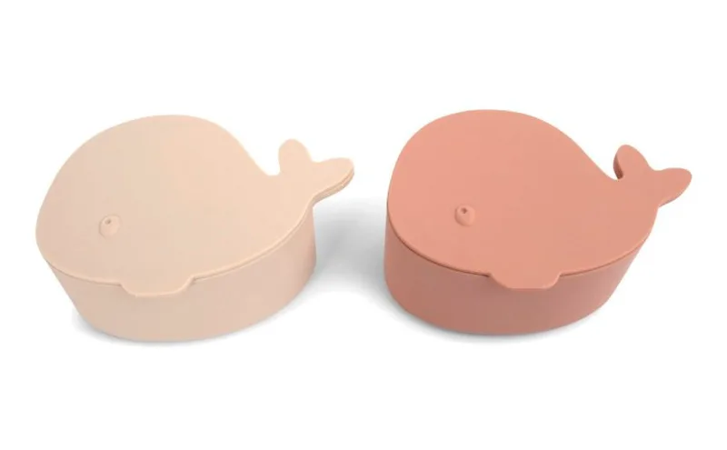 Filibabba Set of 2 Silicone Mini Snackboxes – Christian the Whale – Blush
