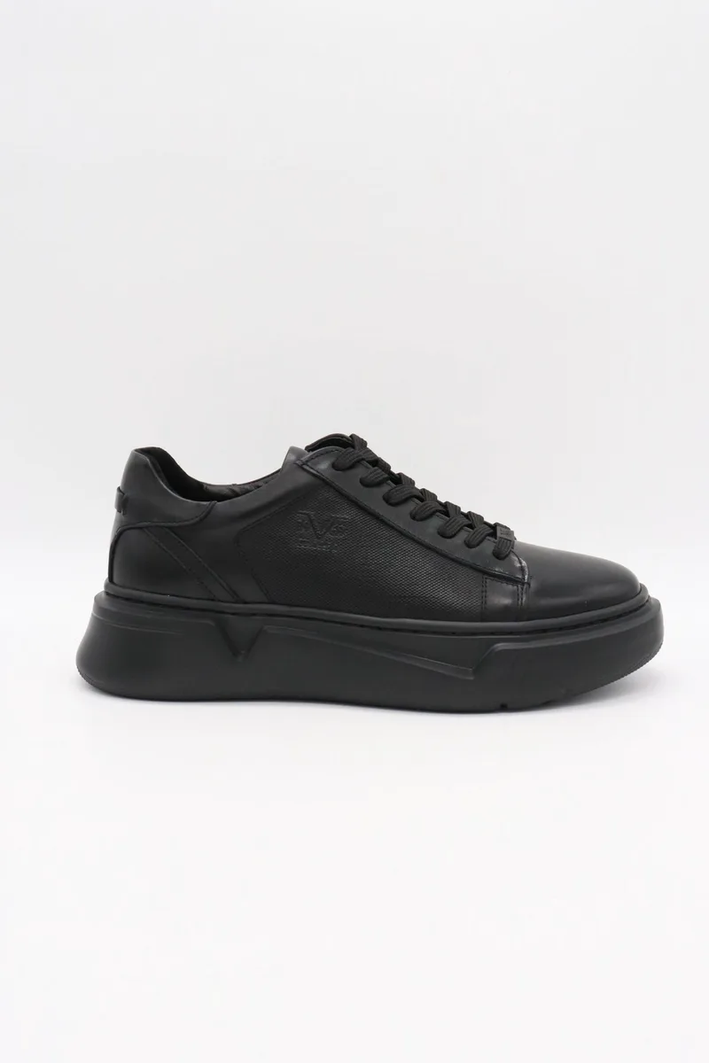 V 19.69 ΠΑΠΟΥΤΣΙ SNEAKERS LOGO ΔΕΤΟ ΜΑΥΡΟ