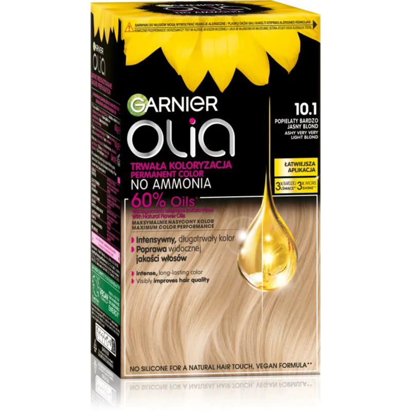 Garnier Olia Big Kit μόνιμη βαφή μαλλιών απόχρωση 10.1 Ashy very very light blond 1 τμχ