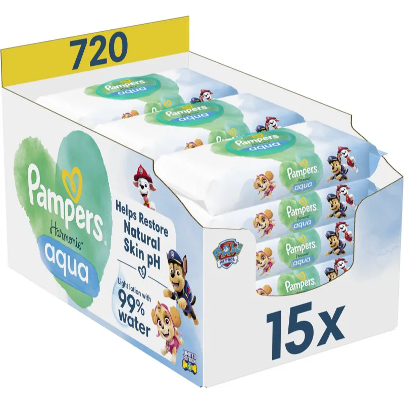 Pampers Harmonie Aqua Paw Patrol υγρά μαντηλάκια καθαρισμού για παιδιά 720 τμχ