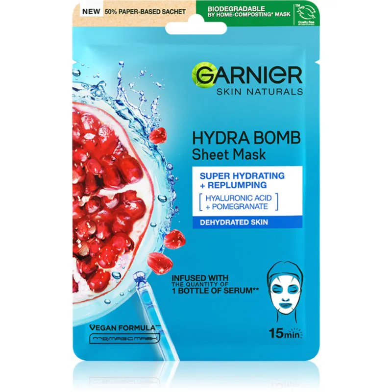 Garnier Textil Masks Hydra Bomb υφασμάτινη μάσκα ενυδάτωσης με υαλουρονικό οξύ 1 τμχ