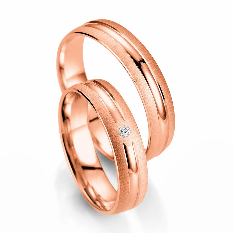 Ροζ Χρυσή Βέρα Γάμου Breuning με ή χωρίς Πέτρες WR334R diamonds k8
