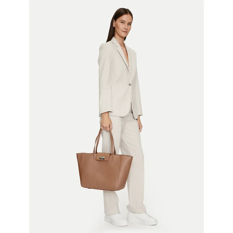 Τσάντα Calvin Klein Ck Push Medium Shopper K60K612147 Καφέ