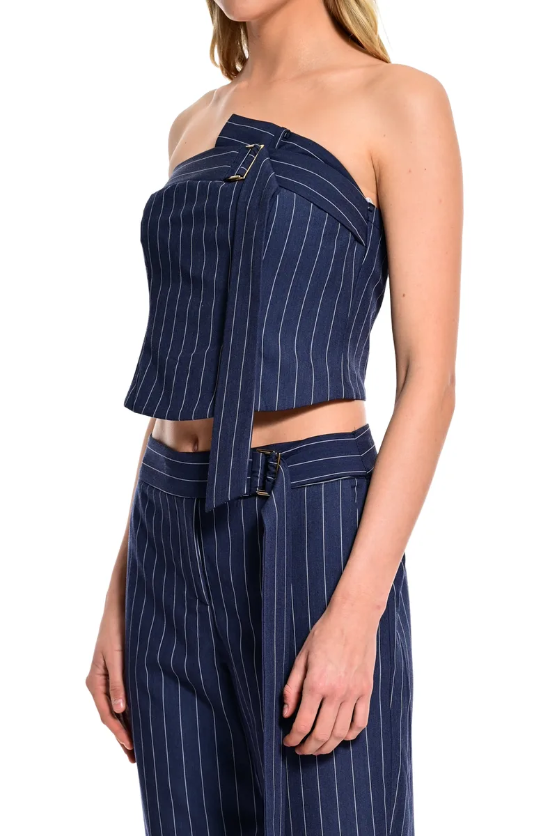 Strapless Top WECOSS Ριγέ Με Αγκράφα