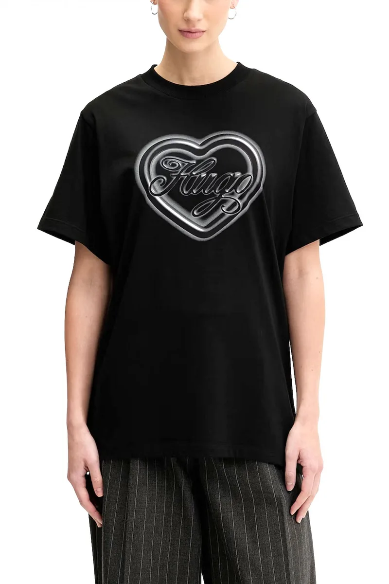 HUGO BLUE T-SHIRT VINTAGE TEE_B_8 LOGO ΜΑΥΡΟ