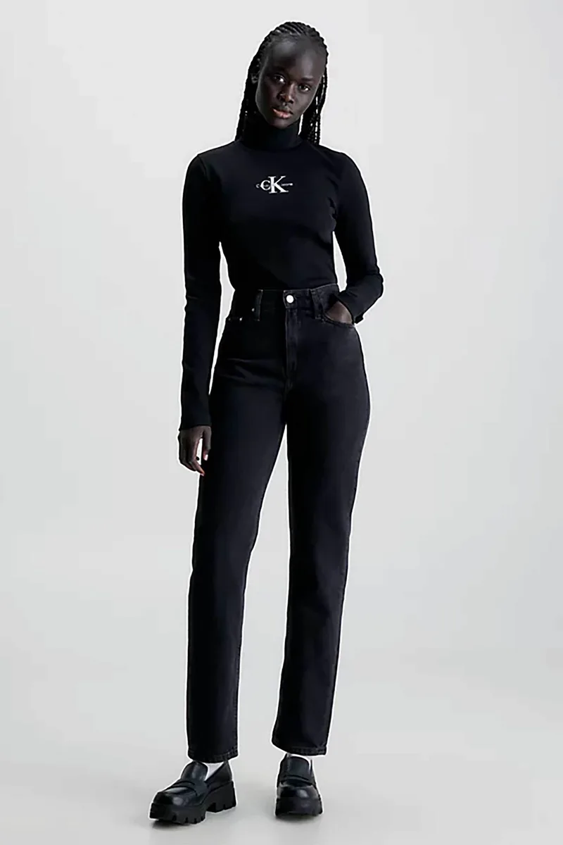 CK Jeans γυναικείο ψηλόμεσο τζιν παντελόνι πεντάτσεπο Mom Fit - J20J222198 Μαύρο
