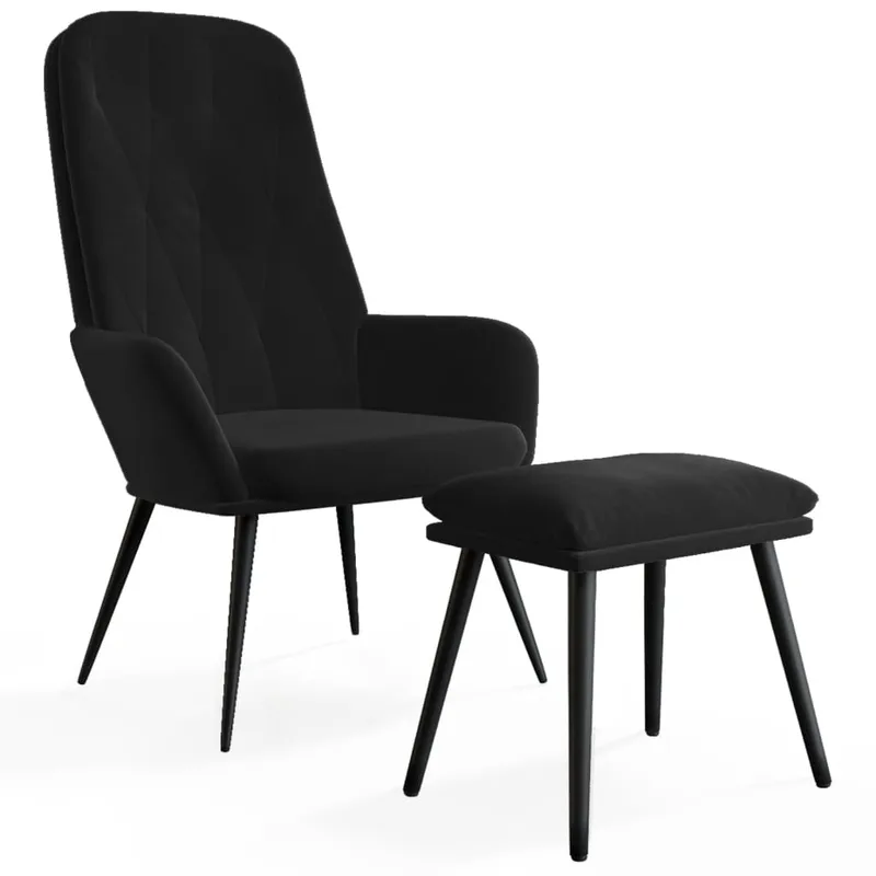 vidaXL Πολυθρόνα Relax με Υποπόδιο Μαύρη Βελούδινη