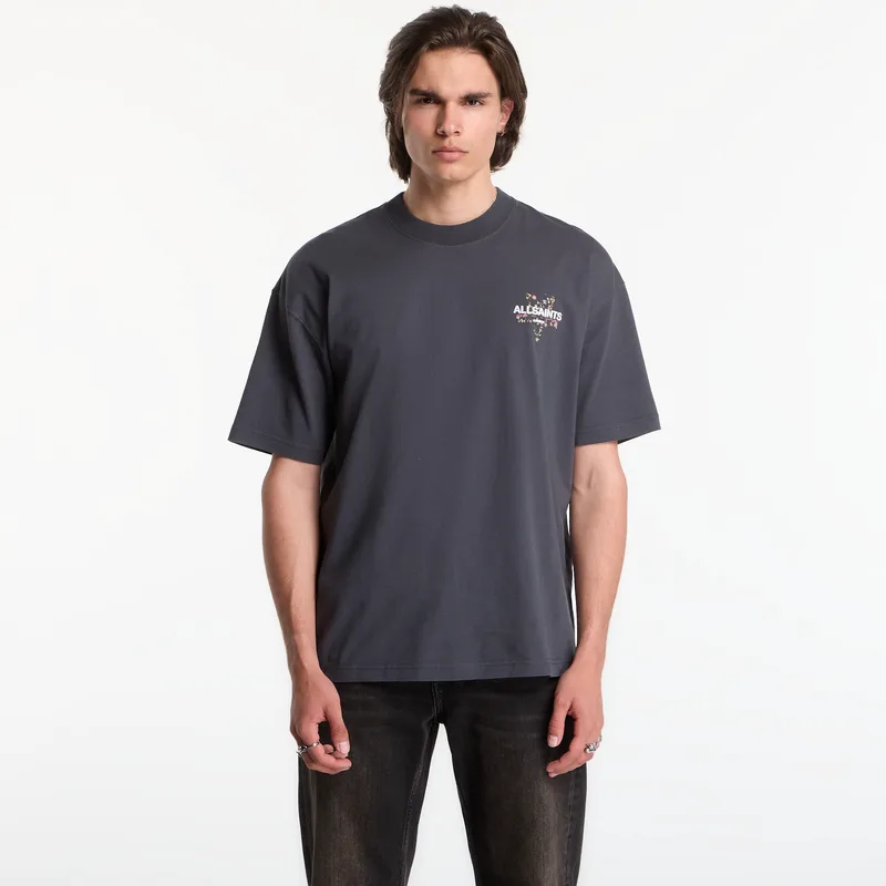 T-shirt AllSaints Pentacle Ss Crew Graphic T-Shirt Washed Black S