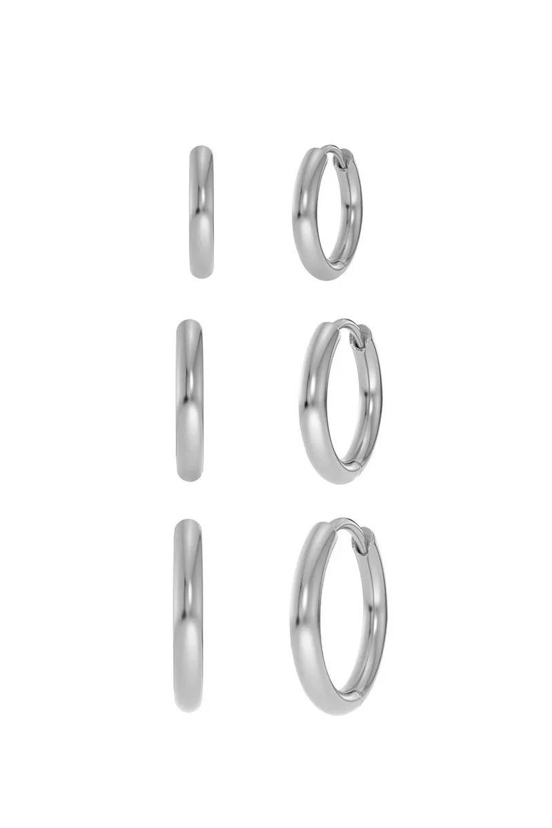 EDBLAD γυναικεία σκουλαρίκια "Hoops Steel" (3 ζευγάρια) - 125186