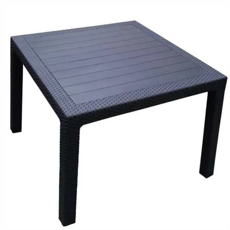 Τραπεζι κηπου spain 90x90 πολυπροπυλενιου rattan 46412 - ανθρακι