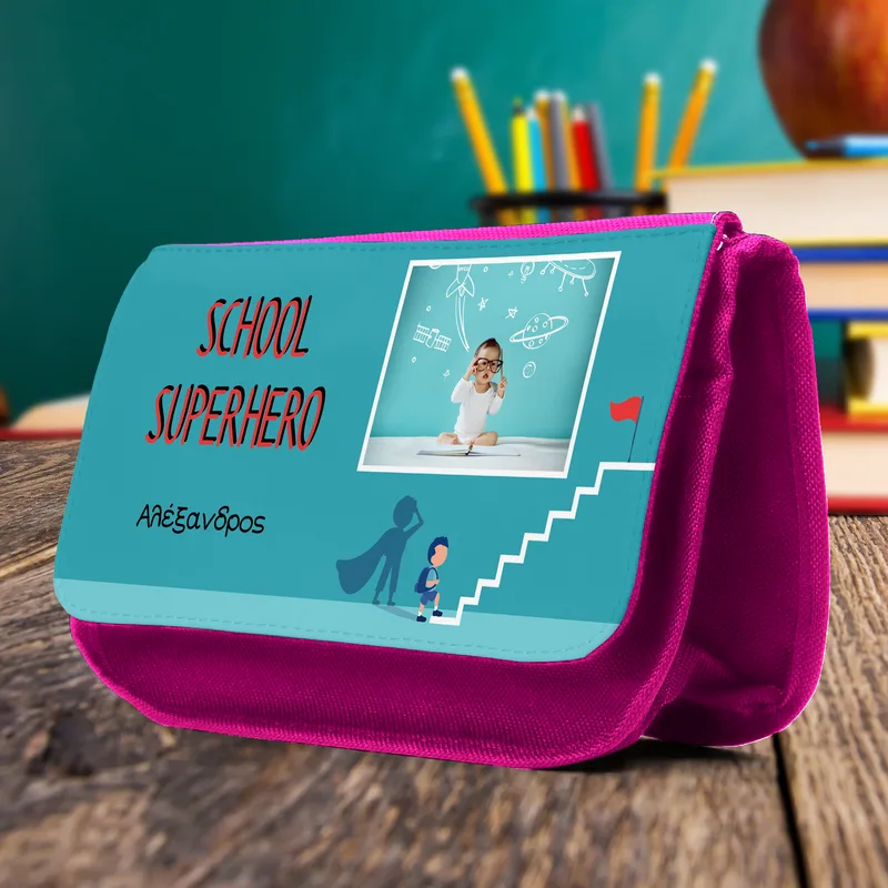 School Superhero - Κασετίνα Υφασμάτινη - Φούξια