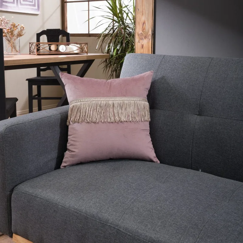 Διακοσμητική Μαξιλαροθήκη 45X45 Teoran Velvet 12 Με Κρόσι (45x45)