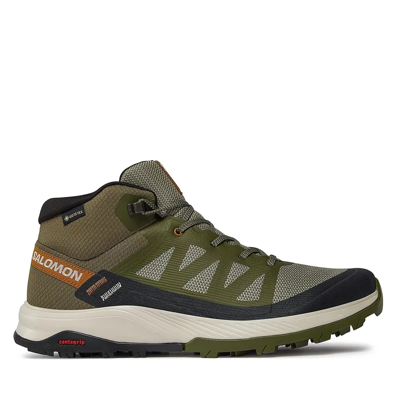 Παπούτσια πεζοπορίας Salomon Outrise Mid GORE-TEX L47143600 Χακί