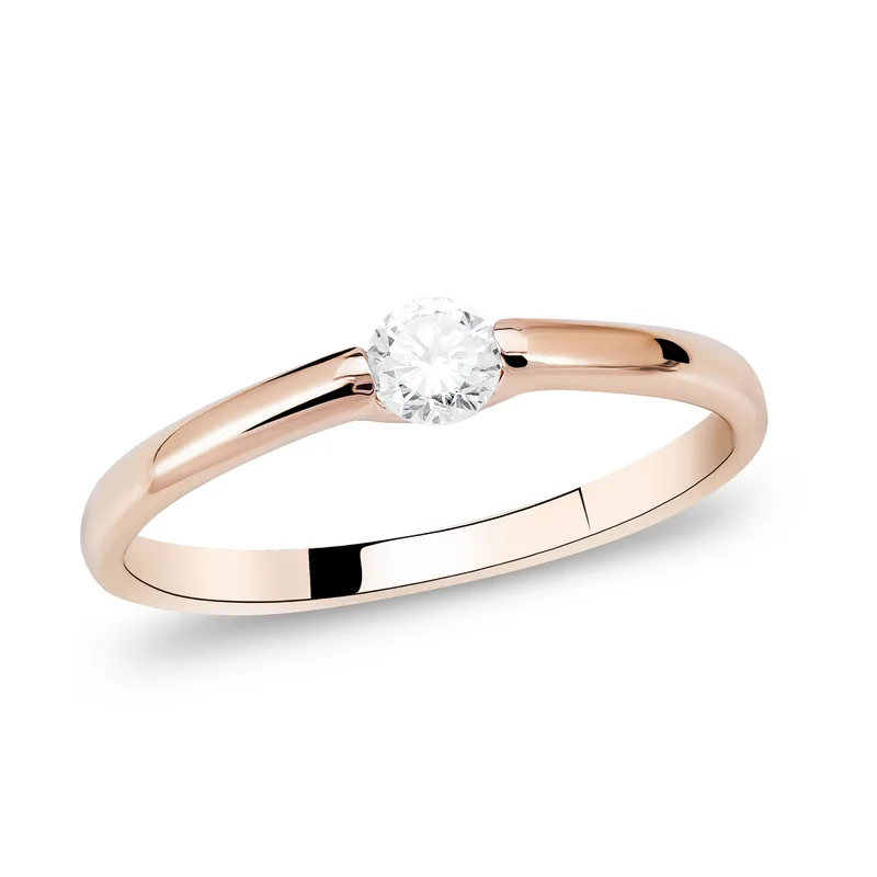 Diamond Group Μονόπετρο Δαχτυλίδι με Διαμάντι Brilliant από Ροζ Χρυσό 18 Καρατίων DDX393