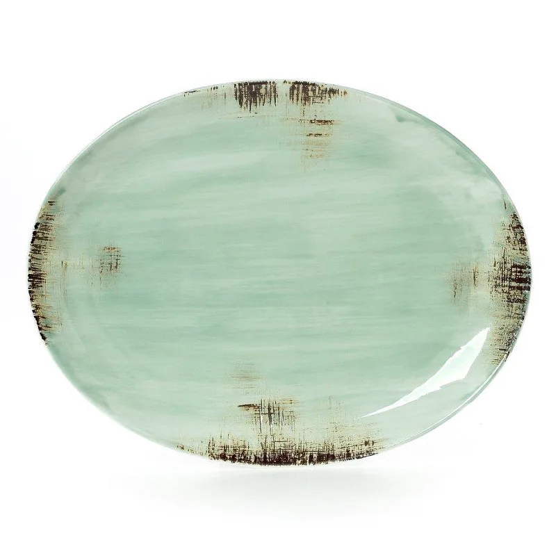 Πιατέλα Πορσελάνης Οβάλ 38x29εκ. Country Green CRYSPO TRIO 37.120.06 (Υλικό: Πορσελάνη, Χρώμα: Πράσινο ) - CRYSPO TRIO - 37.120.06
