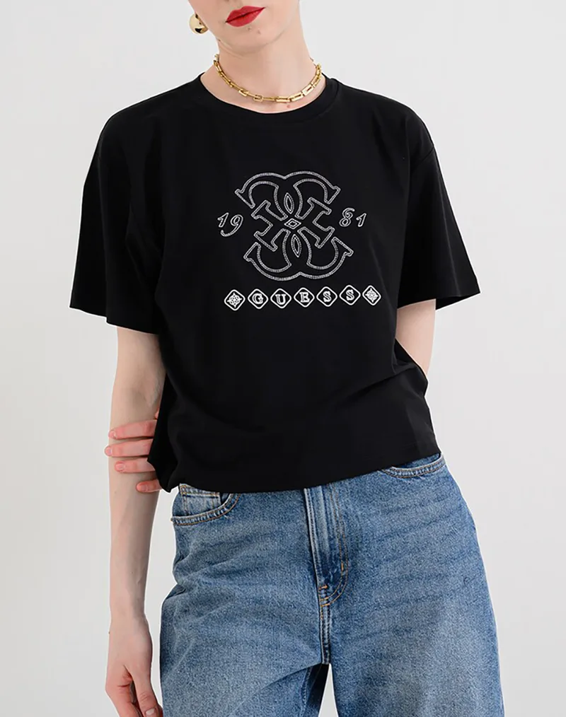 GUESS GABI SS CN T-SHIRT ΜΠΛΟΥΖΑ ΓΥΝΑΙΚΕΙΟ V6GI10K2977-JBLK Black